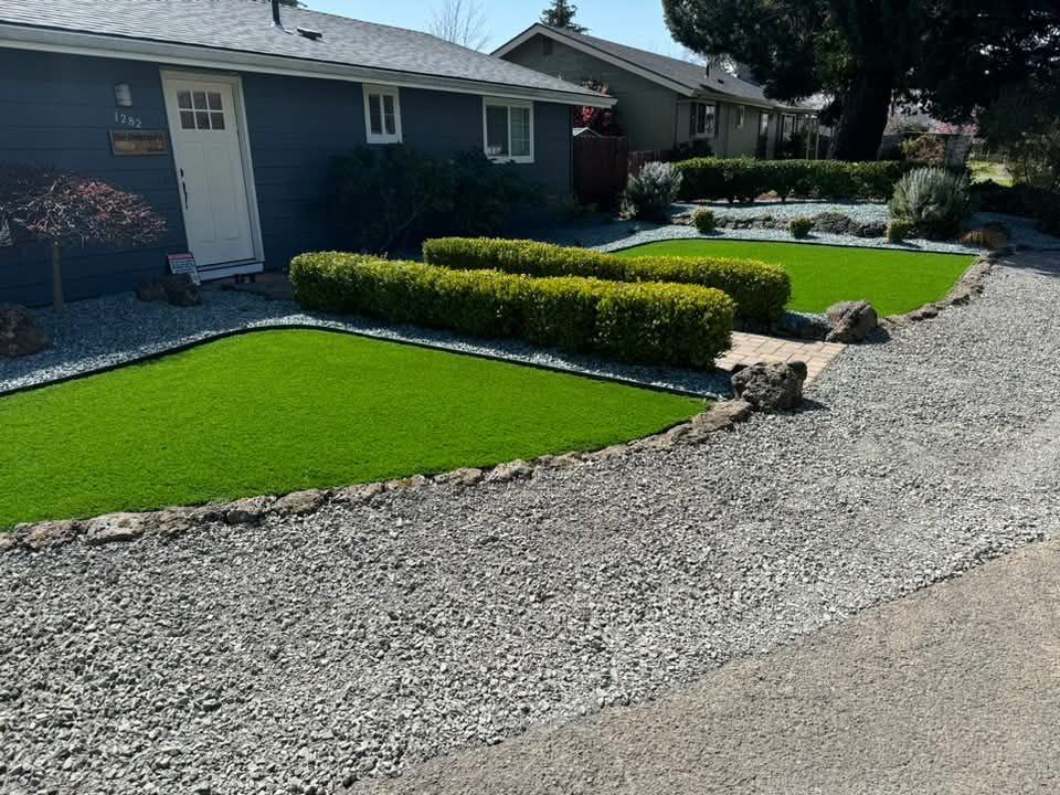 Astro turf with stone accents